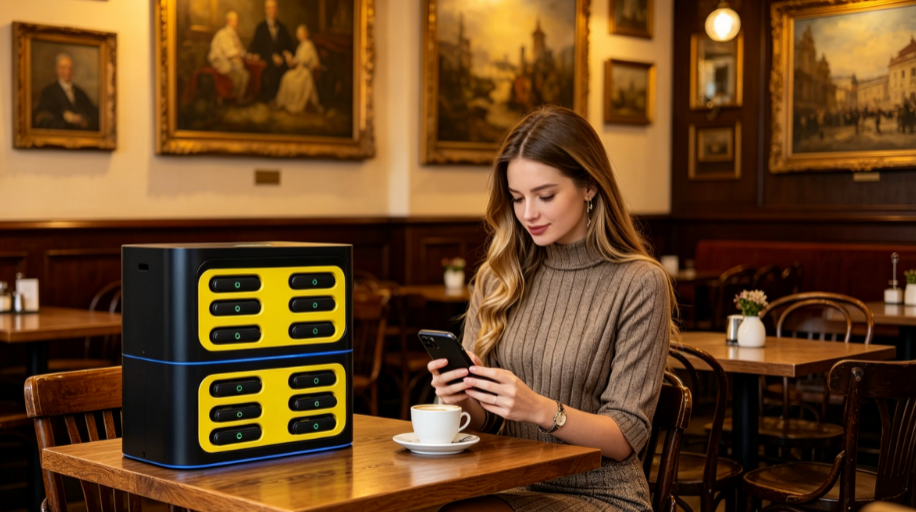 Sweden power bank devices in commercial and tourist scenes