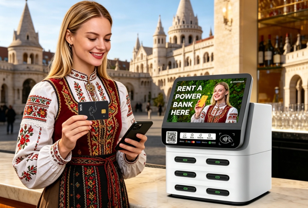 Hungary POS Shared Power Bank 6-Slot Embedded Device with Display, Stacked Design, Supporting Multiple Payment Methods