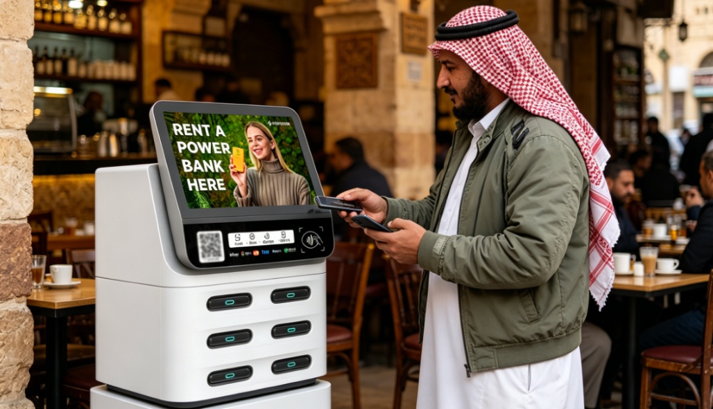 Jordan POS shared power banks deployed in Petra, Aqaba coastal commercial areas, high tourist and local traffic, convenient rentals, stable revenue growth