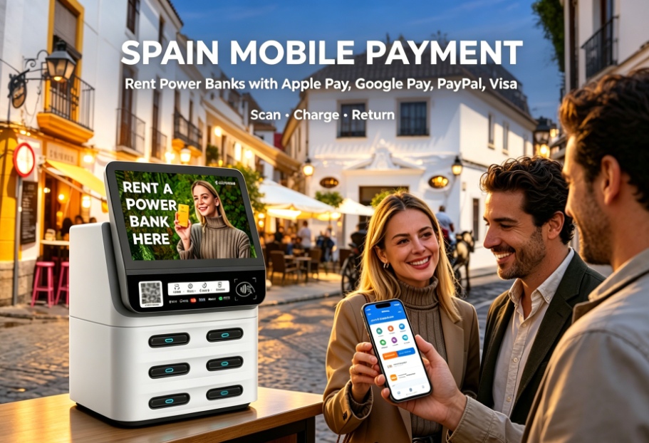 Spain payment analysis, Spain shared power bank mobile payment integration, Zhongdian Hexin power bank solution